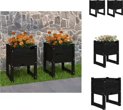 Produktbild von vidaXL Pflanzkübel 2 Stk. Schwarz 40x40x52,5 cm Massivholz Kiefer -  Blumentöpfe & Pflanzgefäße