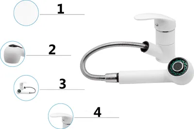 Immagine prodotto di Granitan | HAND - Miscelatore da cucina - Bocca estraibile - Bianco - Ottone - Carica in Vetroceramica