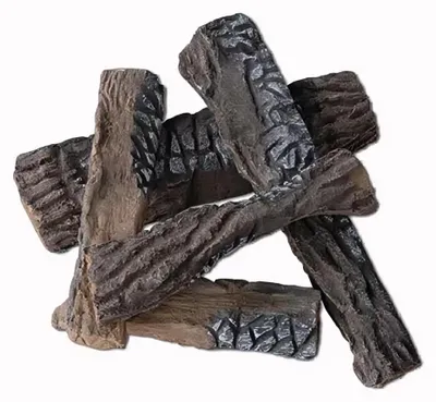 Image de Bûches décoratives pour cheminée - Ensemble de 5 pièces - Céramique - 25,5 à 39 cm