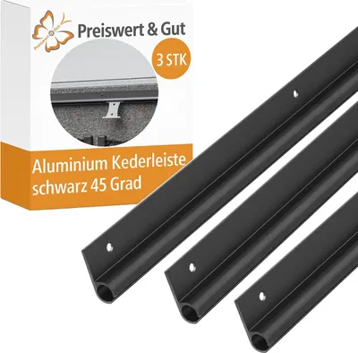 Produktbild von 3STK Kederschiene 7-9 mm Alu schwarz eloxiert 45 Grad Kederleiste 100 cm