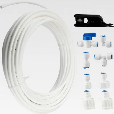 Produktbild von 15 m Zubehörset für Kühlschränke mit Schlauch, Wasserleitung (6,35 mm) und Osmoseanlagen-Zubehör
