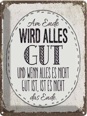 Produktbild von vianmo Blechschild 40x30 cm am Ende wird alles gut Dekoration Spruch Zitat