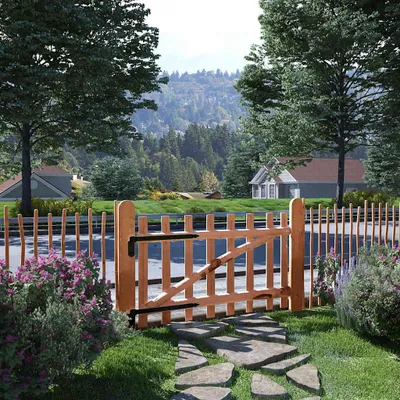 Immagine prodotto di Cancello di recinzione a un'anta in legno di nocciolo impregnato 100×60 cm