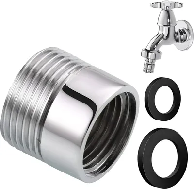 Imagen del producto de Adaptador roscado de transición de 1/2 pulgada (rosca interna) a 3/4 pulgada (rosca externa), adaptador para grifos, conector para mangueras de jardín, fabricado en latón, ideal para mangueras de lavadoras