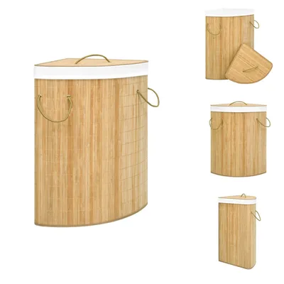 Image de vidaXL Panier à linge d'angle en bambou 60 L - Paniers à linge