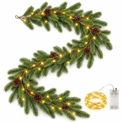 Künstliche Tannengirlande mit LED-Beleuchtung, 1 Stück