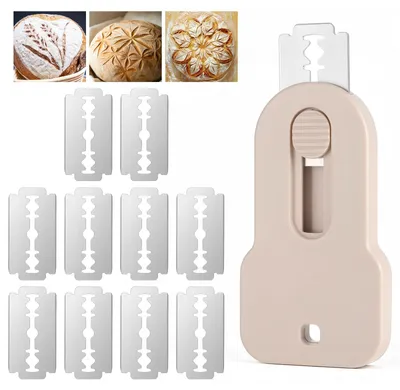 Produktbild von Teigmesser - Bäckermesser mit 10 Rasierklingen - Brotbacken - Beige