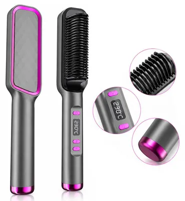 Produktbild von Elektrischer Heizkamm für Haare, 80–230°C einstellbar, Anti-Verbrühung, 3D-Kammzähne, Glättungs- und Stylingbürste