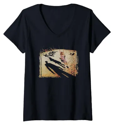 Image de Couverture de jeu en bois Damen Korn, t-shirt à col en V. T-shirt à col en V