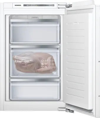 Siemens iQ500, Einbau-Gefrierschrank, 87.4 x 55.8 cm, Flachscharnier mit Softeinzug GI21VADD0 Frontansicht geöffnet
