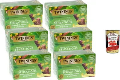 Produktbild von Italian Gourmet Kräutertee Fenchel Minze Süßholz – 6 x 20 Teebeutel (240 g), aromatisierte Infusion, koffeinfrei, ideal heiß oder kalt, Vorratspack für Zuhause & Büro + Italian Gourmet Polpa