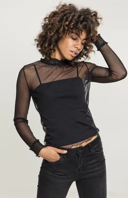 Immagine prodotto di Urban Classics Donna Maglia a doppio strato L/S nero - S