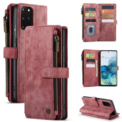 Obrázek produktu pro Pouzdro na mobilní telefon Galaxy S20+, flipové pouzdro zPolyuretankůže s magnetickým uzávěrem, držák na karty, stojánek, ochranné pouzdro pro Samsung Galaxy S20 Plus, červené