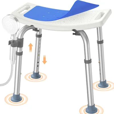 Immagine prodotto di Sedia da doccia regolabile in altezza, antiscivolo, blu, per il bagno