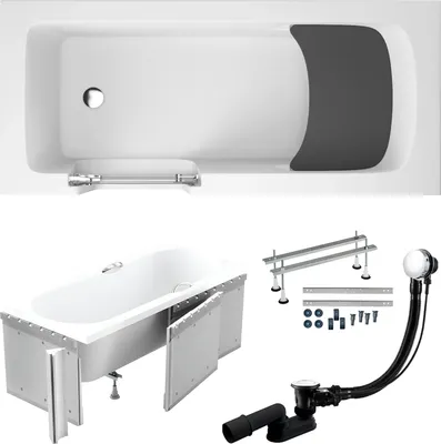 Zdjęcie produktu dla Wanna dla Seniorów z Drzwiami i Siedziskiem, Zestaw 6w1 160x75 Lewa + Zabudowa Styropianowa, Syfon, Nogi (stelaż) w komplecie | BADLAND VOVO