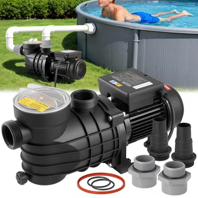 Produktbild von VEVOR Poolpumpe für oberirdische Pools, 180W, 10.800 L/H Maximalfluss, einstellige Schwimmbadpumpe, AC 220-240V, 2850 U/min, 8 m maximale Förderhöhe, mit Filterkorb und Deckel, für oberirdische Pools, Whirlpools und Spas, 250 W