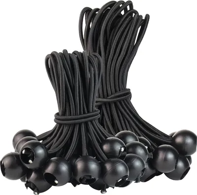 Produktbild von 30 Stücke Spanngummis mit Kugel, Schwarz Planenspanner 15cm und 20cm Gummispanner Zeltgummis für Planen Zelt Banner