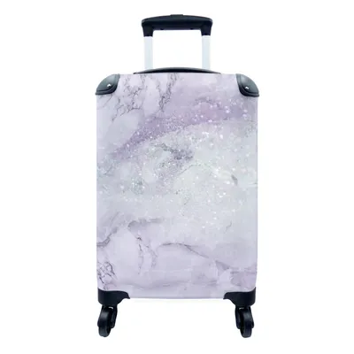 Produktbild von MuchoWow® Koffer Handgepäck Trolley Rollkoffer Kleine Reisekoffer mit 4 Rollen - Marmor - Lila - Grün - Cabin Size < 55x40x23 cm & 55x40x20 cm - Fotokoffer - Kabinenkoffer - Boardgepäck - Reise-Box - Reisekoffer - Reisegepäck - Koffer mit Bild - Trolley für Kinder