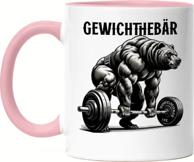 Produktbild von Gewichthebär Bären Tasse Rosa - Geschenk für Freunde