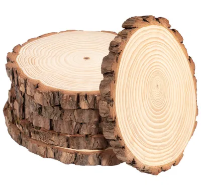 Produktbild von 5 Stück 23-25cm Durchmesser Holzscheiben, 2 cm Dick porenfreie runde Holzstücke, Großes Format, DIY-Kreationen