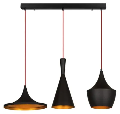 Image de Suspension Luminaire en métal noir et doré Ø80 cm hauteur 130 cm 3 lumières E27 40 W IP20 réglable