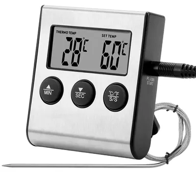 Immagine prodotto di Termometro digitale per carne - Termometro da griglia - Termometro da forno - Fino a 250 °C - Due sonde