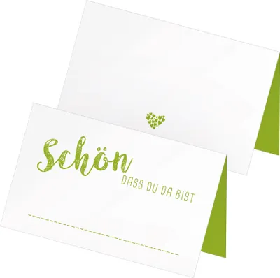 Produktbild von itenga 24 x Tischkarten "Schön dass du da bist" frühlingsgrün grün