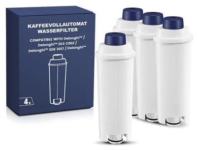 Image de Filtres à eau pour machines à café automatiques, pack de 4, compatibles avec les séries DeLonghi ECAM, Dinamica, Magnifica, Autentica, ESAM