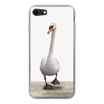 Produktbild von MuchoWow® Handyhülle Schutzhülle Hülle für iPhone 7 Schwan - Tiere - Vogel - Jungen - Mädchen - Kinder Silikon Softcase Handy Hülle - Kartenhalter