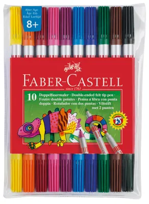 Produktbild von FABER-CASTELL Duo-Fasermaler - wasserbasierte Tinte - breit (Packung mit 10)
