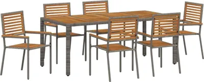 Immagine prodotto di vidaXL Set da pranzo da giardino 7 pezzi grigio e marrone in polyrattan