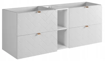 Zdjęcie produktu dla Szafka Łazienkowa Wisząca Pod Umywalkę 140X46 Cm Rensan Biała Z Regałem