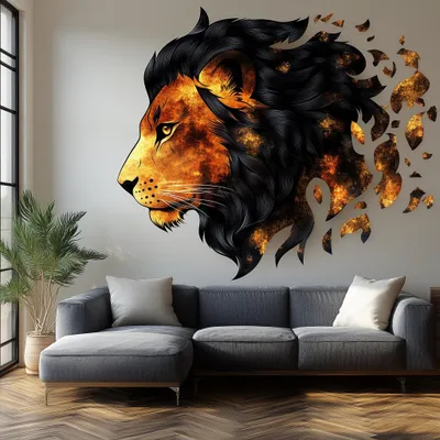 Produktbild von Decords Wandtattoo – feuriger abstrakter Löwe, 300 cm