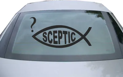 Produktbild von Indigos UG - Aufkleber Heckscheibe & Motorklappe DE2920 - schwarz - 600x297 mm - Sceptic Fisch - Auto Scheiben Fenster Heckklappe Tuning Racing JDM - Die cut