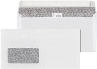 Image de Enveloppe média MAIL DIN longue, avec fenêtre, autocollante, blanche, 75 g/m², 25 pièces