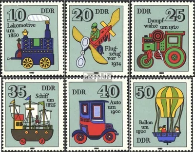 Produktbild von Briefmarken DDR 1980 Mi 2566-2571 (kompl.Ausgabe) postfrisch Historisches Spielzeug (I). Verkehrsmittel