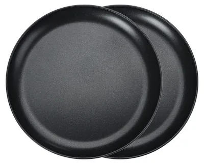 Image de Pizzablech - Plaque de cuisson ronde en acier inoxydable - Lot de 2 - Noir - Ø 30 cm