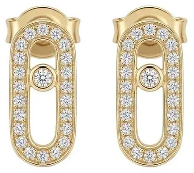 Produktbild von Suzan Gold® 925 Sterling Silber Ohrstecker Damen Oval Link Zirkonia Ohrringe elegant minimalistisch Geschenk Oval Link Stud Earrings