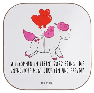 Produktbild von Mr. & Mrs. Panda Tischuntersetzer 2022 Geburtstag Freude - Weiß - Geschenk, gläseruntersetzer, Untersetzer für Gläser, Chancen, Coaster, besondere Geburtstagsgeschenke