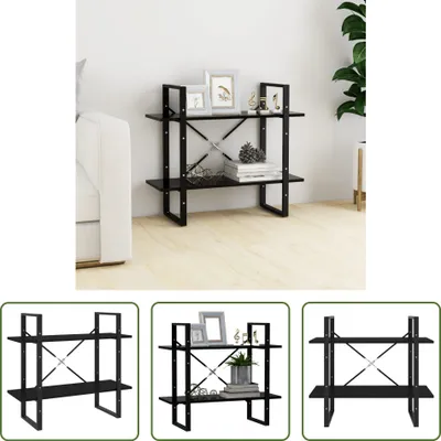 Produktbild von The Living Store Bücherregal 2 Fächer Schwarz 80x30x70 cm Holzwerkstoff