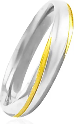 Produktbild von Ring Edelstahl Damen Partnerring Ehering Trauring Verlobungsring Bandring silber-gold 52 - Ø 16,64 mm