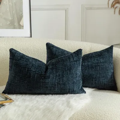 Immagine prodotto di Set di 2 federe per cuscini in velluto, 40x60 cm, blu scuro