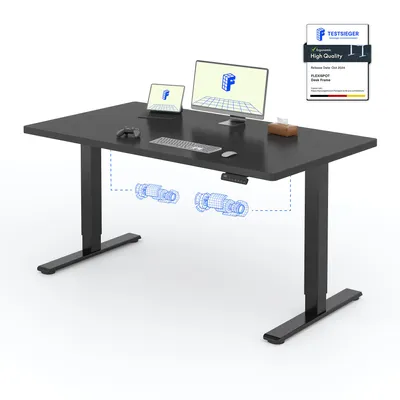 Zdjęcie produktu dla FLEXISPOT E1 Pro Biurko z elektryczną regulacją wysokości 140x80cm 25MM POJEDYNCZA PŁYTA BIURKOWA Podwójny silnik 120KG udźwig 4 pozycje pamięci, czarny