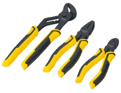 Produktbild von Stanley ZANGEN-SET Control-Grip, Zangensatz, Korrosionsbeständig, Stahl, Schwarz, Gelb, 494 g