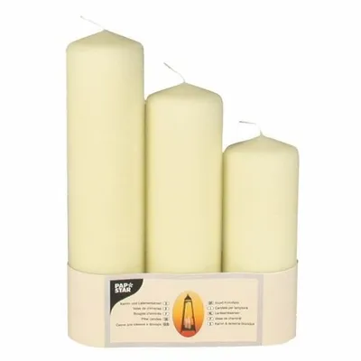 Produktbild von Papstar Kamin-und Laternenkerzen Ø 70 mm creme, 6 x 3 Stück