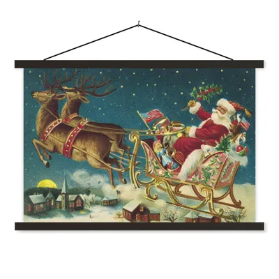 Produktbild von MuchoWow® Textilposter Weihnachten - Winter - Vintage 150x100 cm mit schwarzem Rahmen - Schlafzimmer