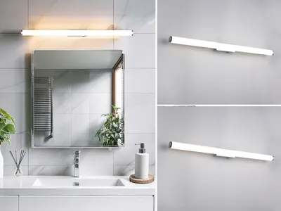 Produktbild von 2er Set LED Bad Spiegelleuchten mit Schalter, Wandleuchten Badezimmer Chrom 80cm