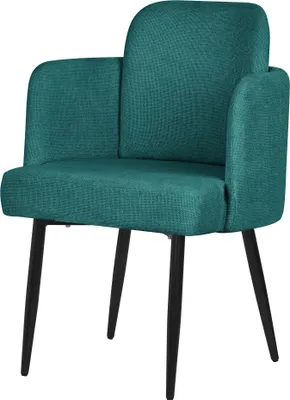 Produktbild von ML-Design Esszimmerstuhl Petrol Stoffbezug Küchenstuhl mit Armlehne & Rattan-Optik Rückenlehne Polsterstuhl mit Metallbeinen Ergonomische Loungesessel