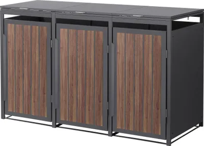 Obrázek produktu pro ML-Design box na 3 popelnice, kryt na 1 popelnici 240L 196x80x120 cm antracitová ocel se vzhledem dřeva, box na popelnice s výklopným víkem a dvířky