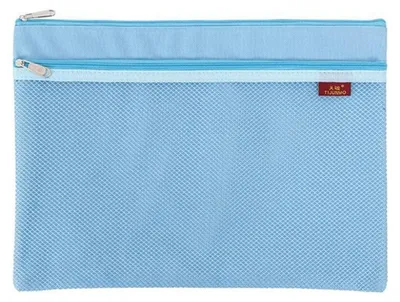 Obrázek produktu pro Dokumentová kapsa formátu A4, se zipem, nylonová, síťovaná, modrá, 1 kus